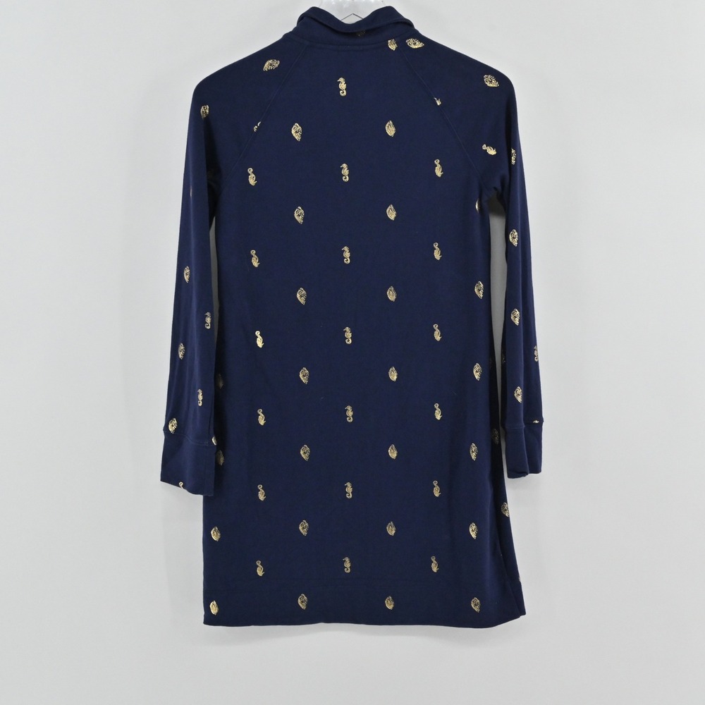 Lilly Pulitzer Skipper Ruffle Dress Womens Size XS Navy Gold Seahorse Cotton - Picture 3 of 14